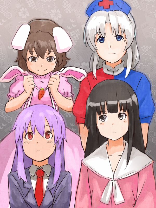 houraisan kaguya+inaba tewi+reisen udongein inaba+yagokoro eirin