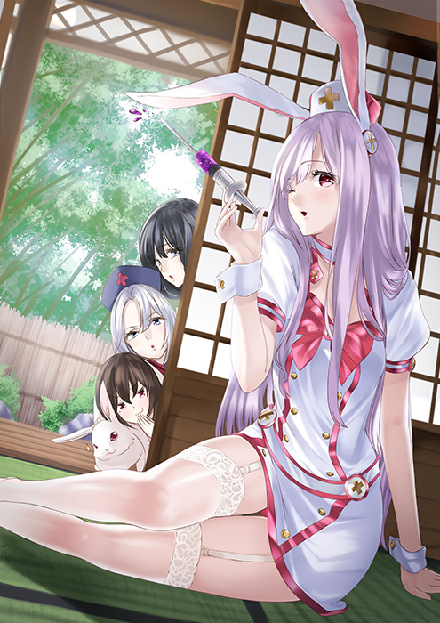 houraisan kaguya+inaba tewi+reisen udongein inaba+yagokoro eirin