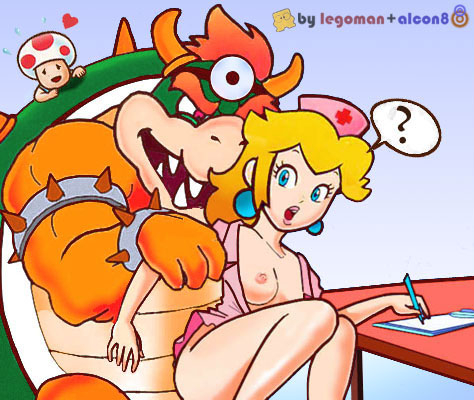 bowser+koopa+nurse peach+princess peach+toad (mario)