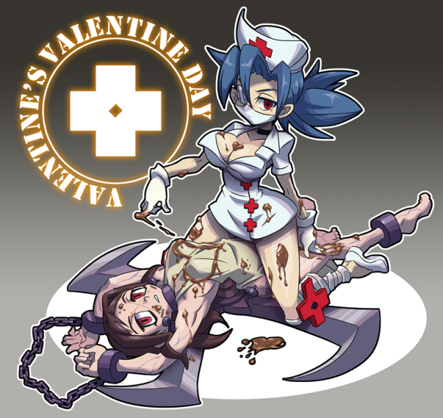 carol (skullgirls)+painwheel (skullgirls)+valentine (skullgirls)