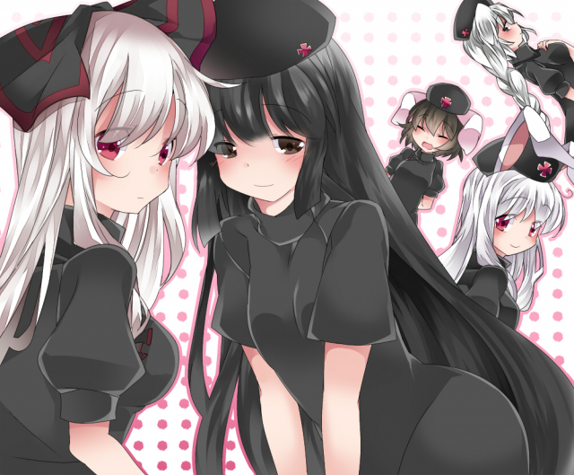 fujiwara no mokou+houraisan kaguya+inaba tewi+reisen udongein inaba+yagokoro eirin