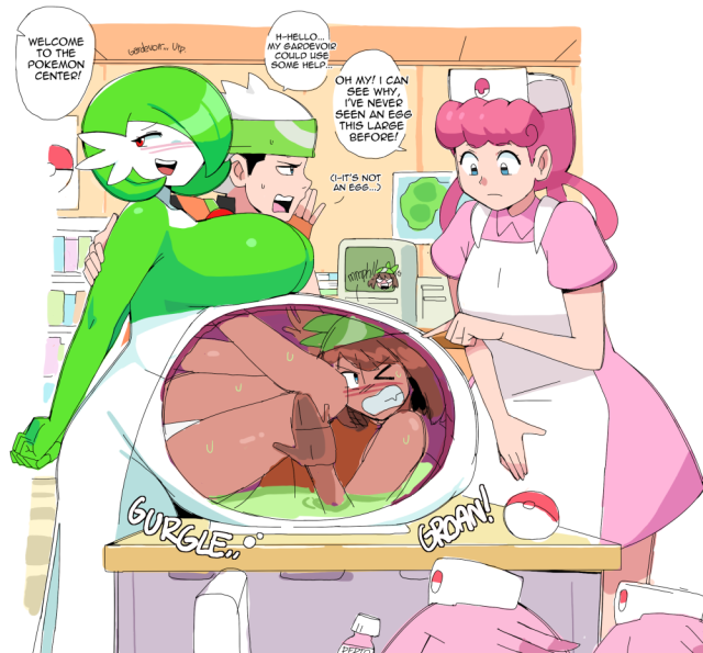 brendan (pokemon)+gardevoir+may (pokemon)+nurse joy