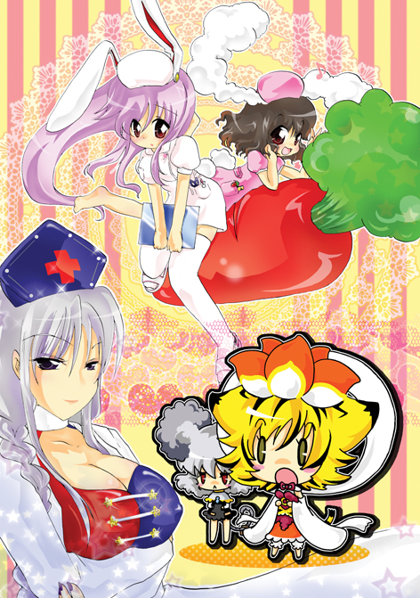 inaba tewi+nazrin+reisen udongein inaba+toramaru shou+yagokoro eirin