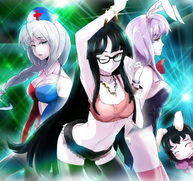 houraisan kaguya+inaba tewi+reisen udongein inaba+yagokoro eirin