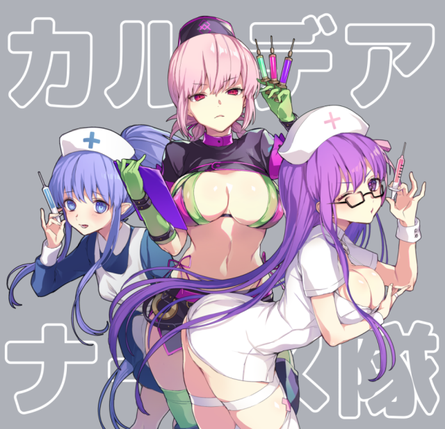 bb (fate)+bb (fate) (all)+caster lily+florence nightingale (fate)+trick or treatment