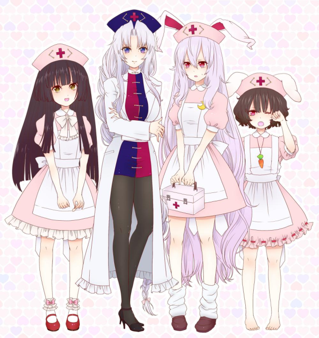 houraisan kaguya+inaba tewi+reisen udongein inaba+reiuji utsuho+yagokoro eirin