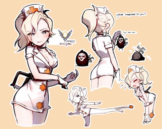 mercy (overwatch)+painwheel (skullgirls)+reaper (overwatch)+valentine (skullgirls)