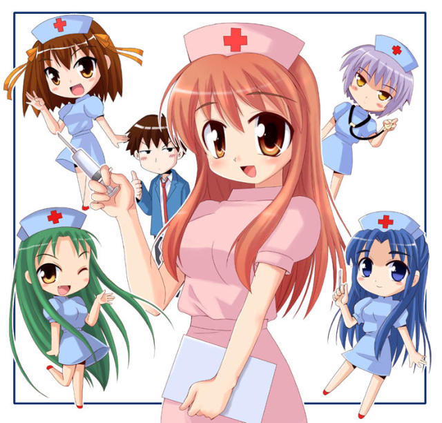 asahina mikuru+asakura ryouko+kyon+nagato yuki+suzumiya haruhi+tsuruya