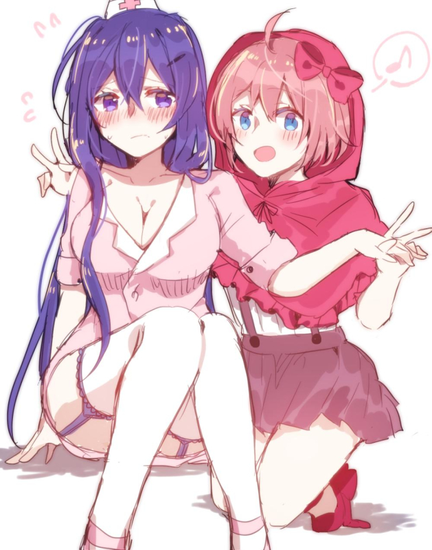 sayori (doki doki literature club)+yuri (doki doki literature club)