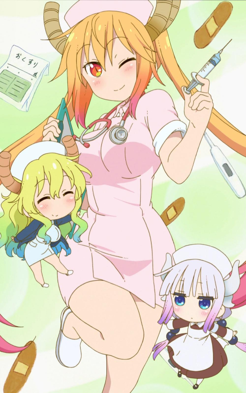 kanna kamui+quetzalcoatl (maidragon)+tohru (maidragon)