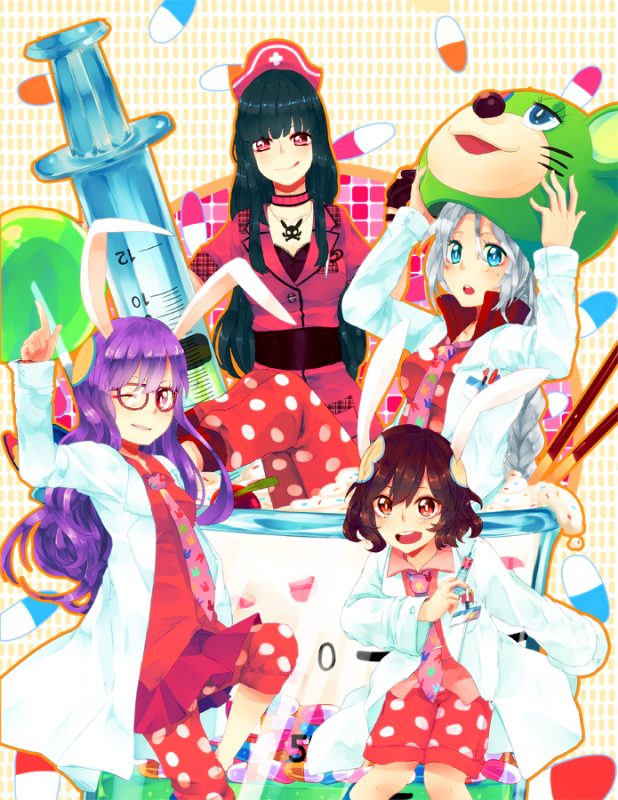 houraisan kaguya+inaba tewi+irabu ichirou+reisen udongein inaba+yagokoro eirin