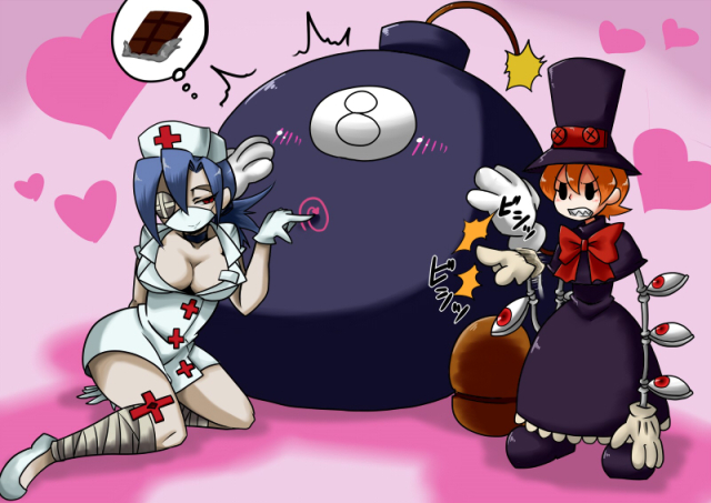 lenny the bomb+peacock (skullgirls)+valentine (skullgirls)