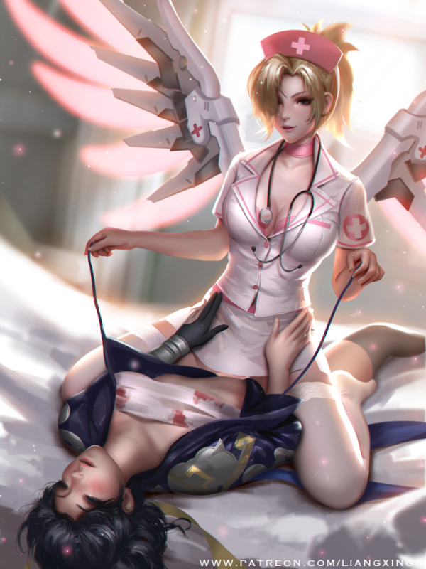 hanzo (overwatch)+mercy (overwatch)