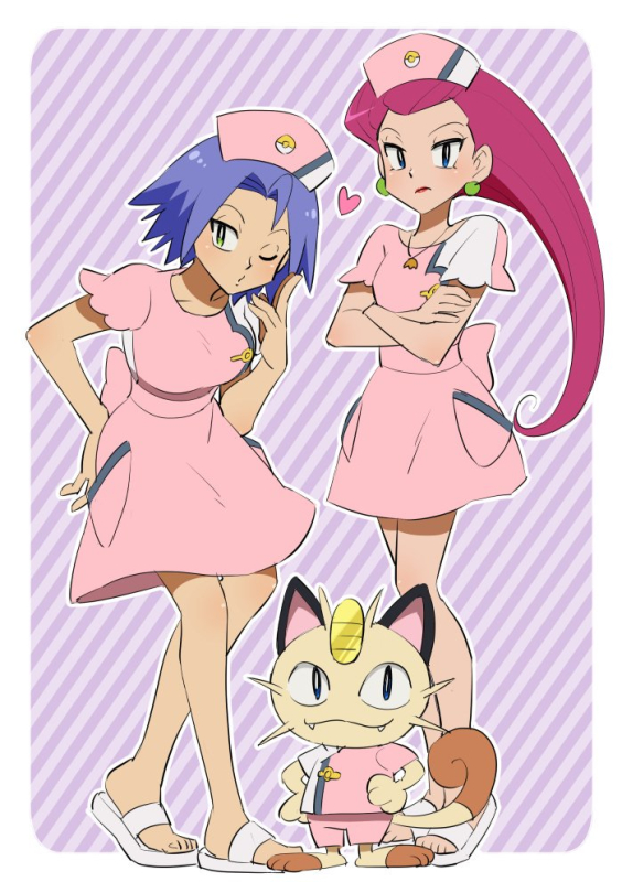 kojirou (pokemon)+meowth+musashi (pokemon)