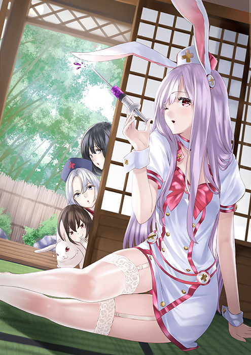 houraisan kaguya+inaba tewi+reisen udongein inaba+yagokoro eirin