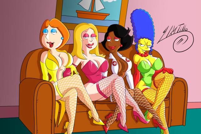 donna tubbs+francine smith+lois griffin+marge simpson