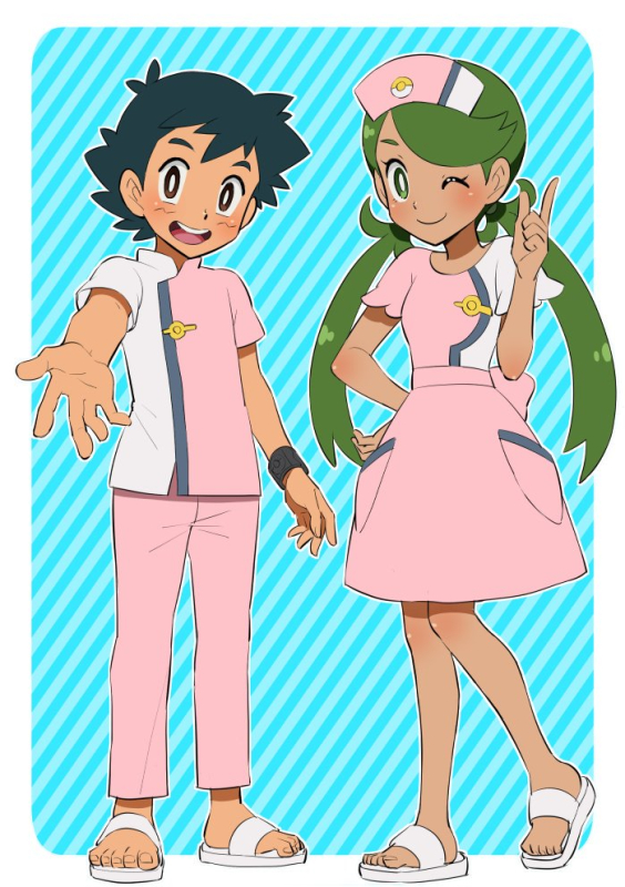 ash ketchum+mallow (pokemon)