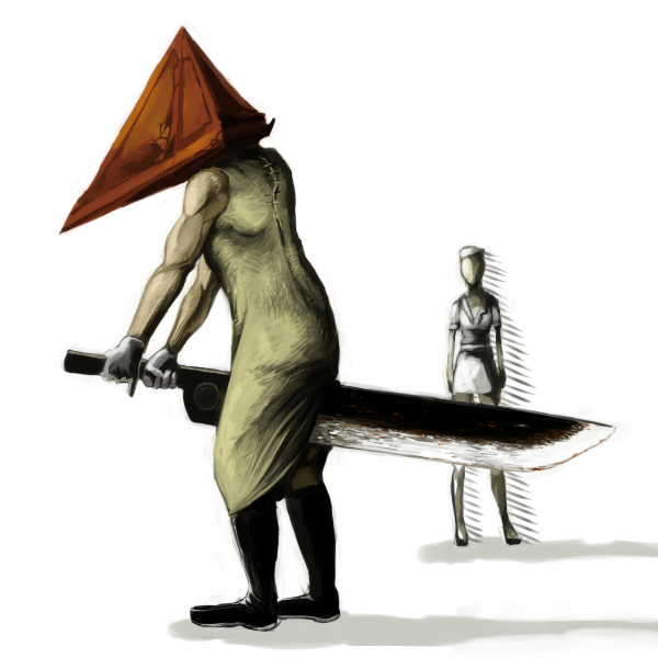 nurse (silent hill)+pyramid head