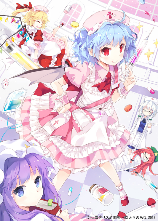 flandre scarlet+hong meiling+izayoi sakuya+patchouli knowledge+remilia scarlet