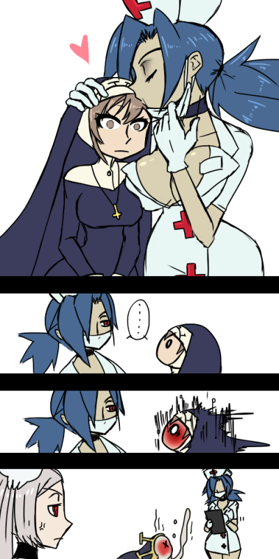 bloody marie (skullgirls)+double (skullgirls)+valentine (skullgirls)