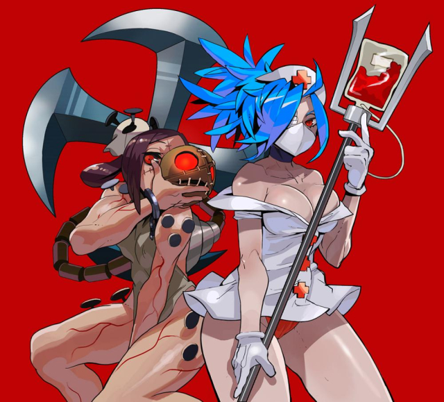 carol (skullgirls)+painwheel (skullgirls)+valentine (skullgirls)